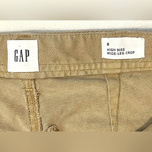 GAP Women’s Beige Tan Khaki High Rise Wide Leg Crop Trousers Pants Size 8 - Picture 12 of 16